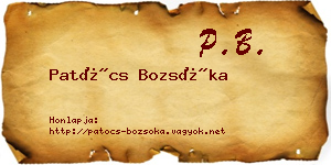 Patócs Bozsóka névjegykártya